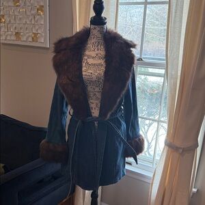 Olivaceous Jacket with Faux Fur Trim